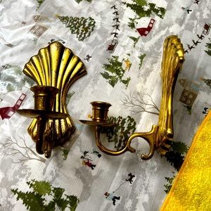 Antique brass candle sconces
